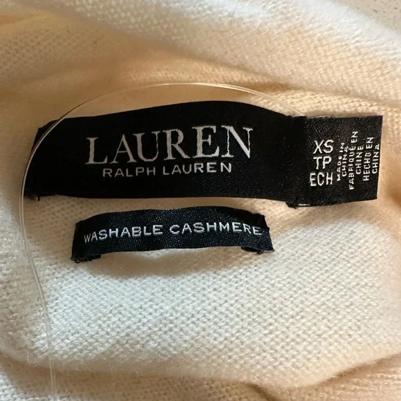 Lauren Ralph Lauren Winter Cream Sleeveless Turtleneck Cashmere Sweater NWT